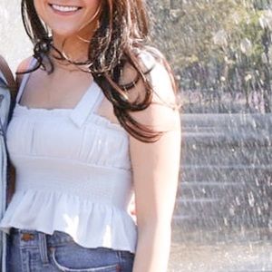 Forever 21 Powder Blue Ruffle Bow Cropped Sleeveless Blouse S